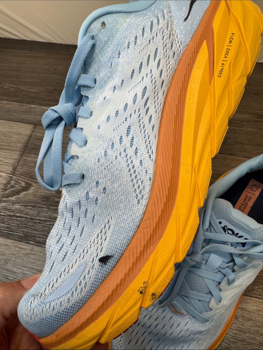 Hoka Clifton 8 Women's Light Blue Running Shoes size 10.5 (h118) - Picture 4 of 10